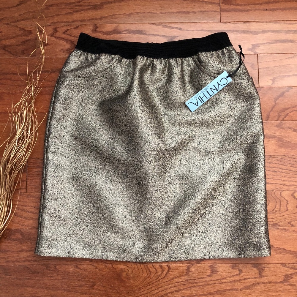 NWT Cynthia Rowley Gold Foil Mini Skirt Size 6